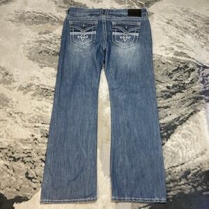 Xtreme Couture Jeans Mens Dark Wash Whiskered Punk Grunge Y2K Buckle Size 36X31